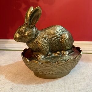 Studio McGee Cast Metal Gold Easter Rabbit Bunny Hare Basket Candy Trinket Dish